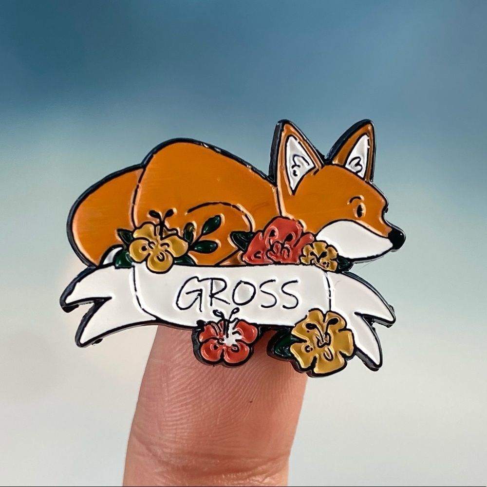 Fox Gross Enamel Pin/ Brooch Lapel